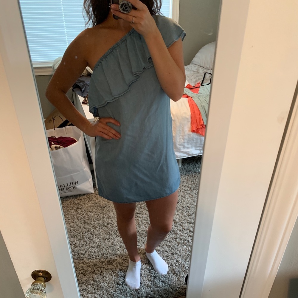 One shoulder jean type dress